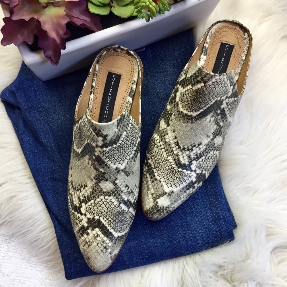 Steven, Steve Madden Deandra Faux snakeskin Mules